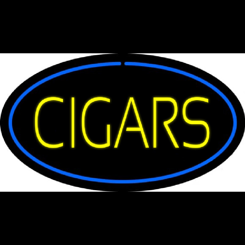 Yellow Cigars Blue Oval Neontábla