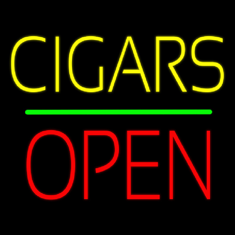 Yellow Cigars Red Block Open Green Line Neontábla