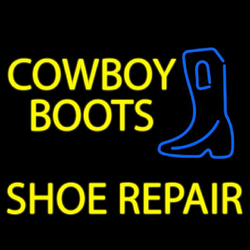 Yellow Cowboy Boots Shoe Repair Neontábla