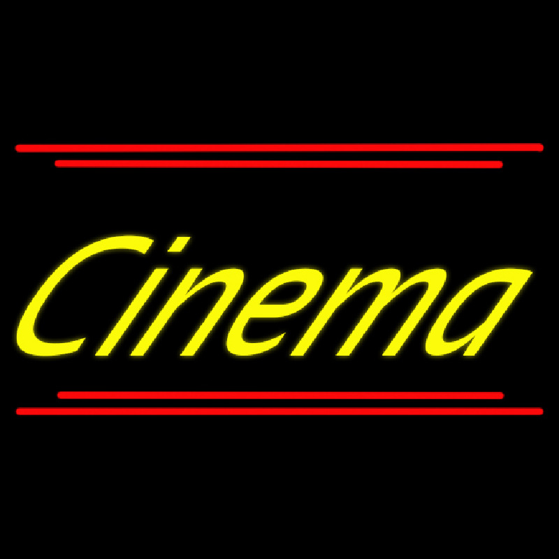 Yellow Cursive Cinema With Line Neontábla
