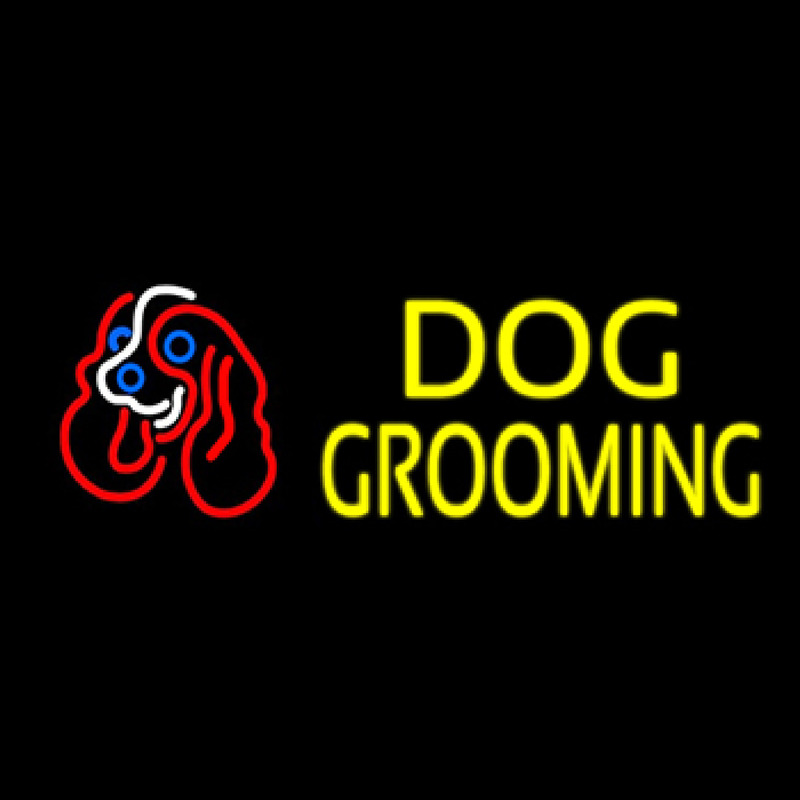 Yellow Dog Grooming With Logo Neontábla