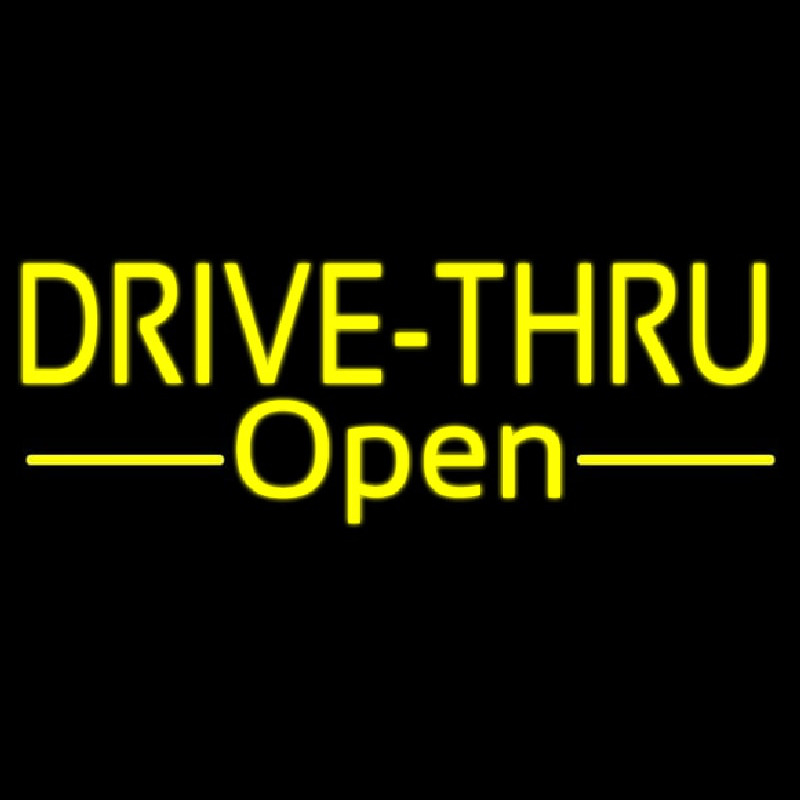 Yellow Drive Thru Open Neontábla