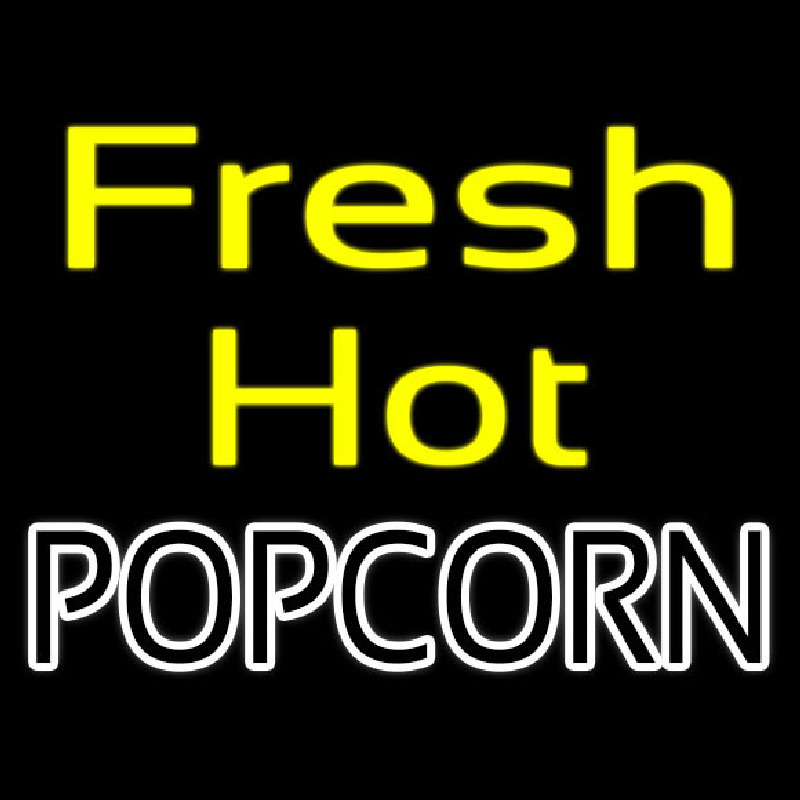 Yellow Fresh Hot White Popcorn Neontábla