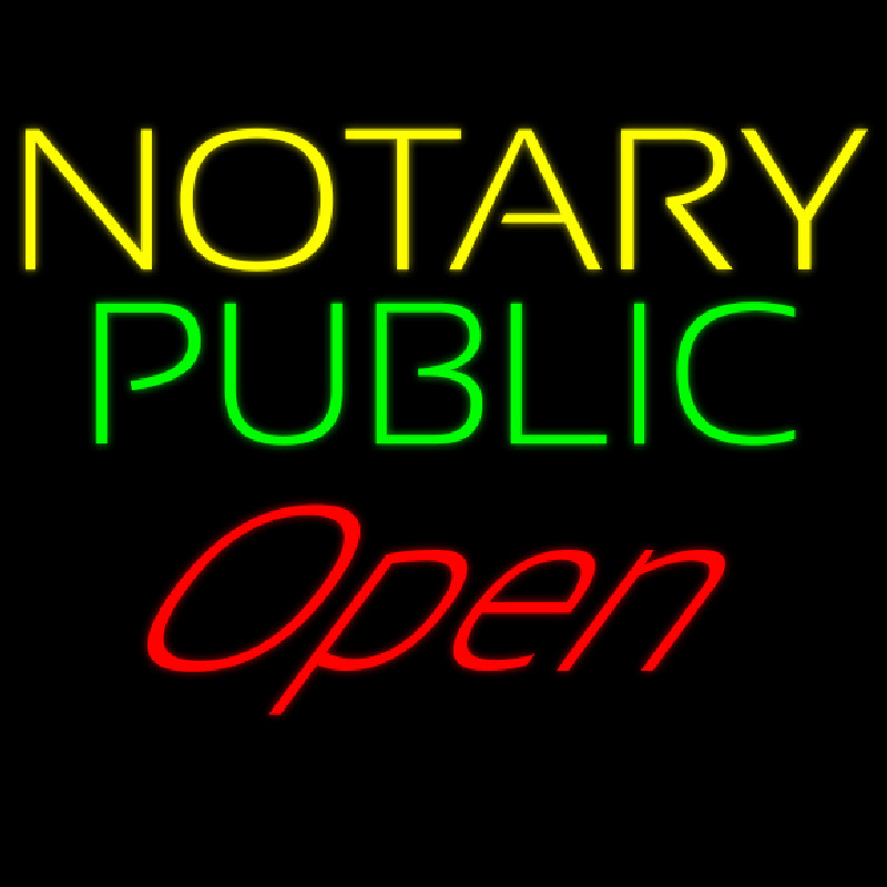 Yellow Green Notary Public Red Open Neontábla