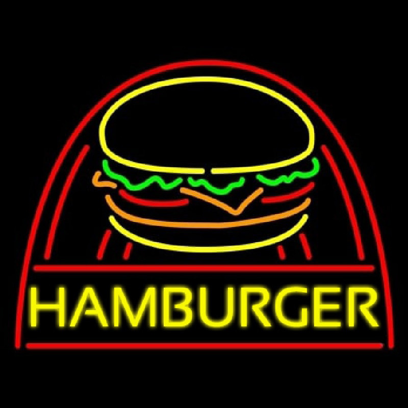 Yellow Hamburger With Logo Neontábla