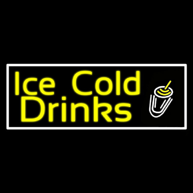Yellow Ice Cold Drinks Neontábla