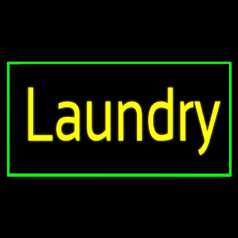 Yellow Laundry With Green Border Neontábla