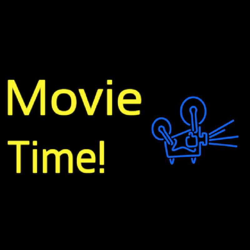 Yellow Movie Time With Logo Neontábla