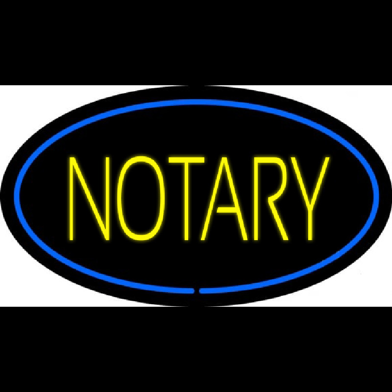Yellow Notary Oval Blue Border Neontábla