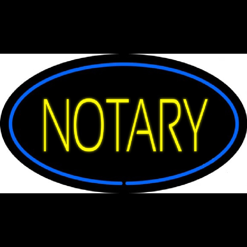 Yellow Notary Oval Blue Border Neontábla