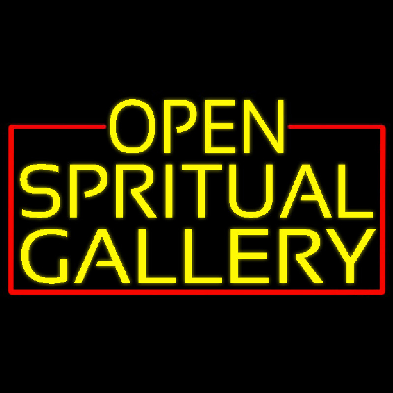 Yellow Open Spiritual Gallery With Red Border Neontábla