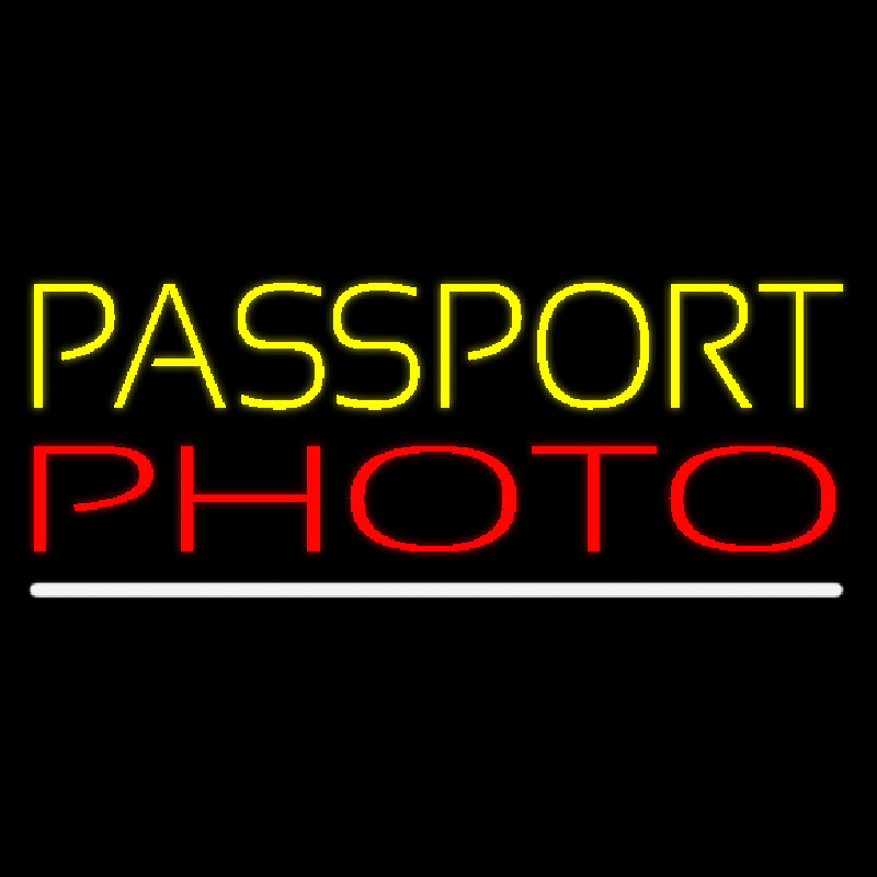 Yellow Passport Red Photo White Line Neontábla