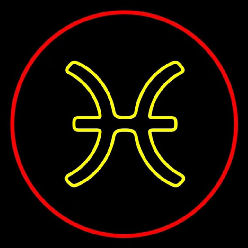 Yellow Pisces Red Border Neontábla