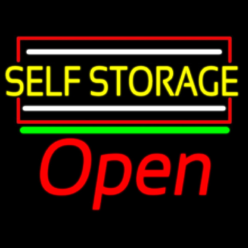 Yellow Self Storage Block With Open 1 Neontábla