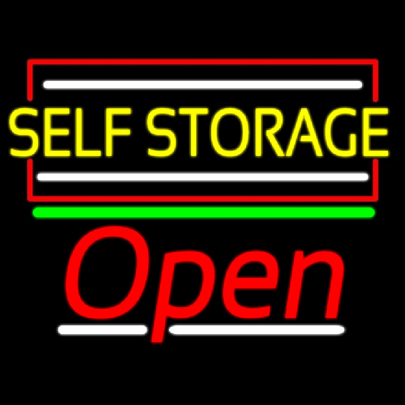 Yellow Self Storage Block With Open 2 Neontábla