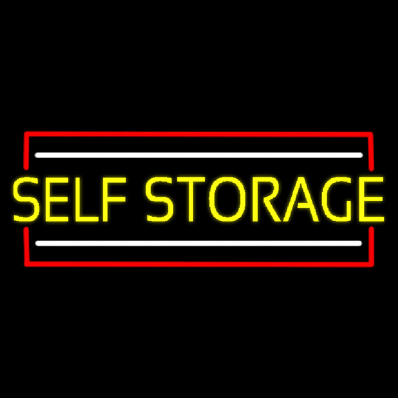 Yellow Self Storage Block With White Line Neontábla