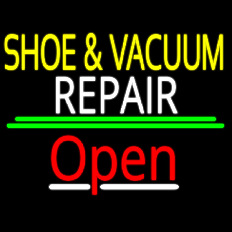 Yellow Shoe And Vacuum White Repair Open Neontábla