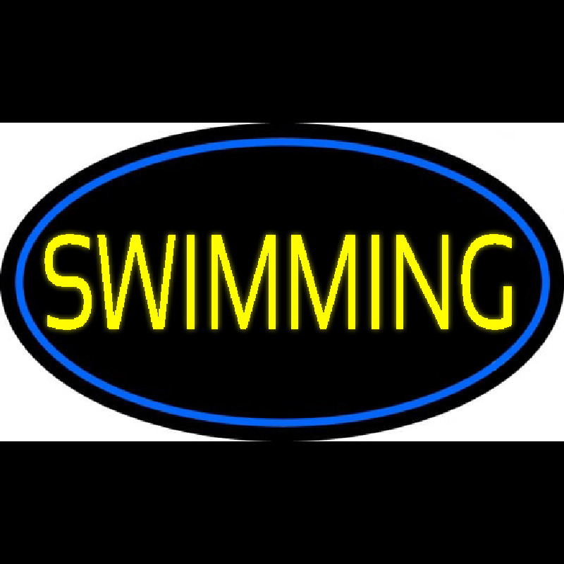 Yellow Swimming With Blue Border Neontábla
