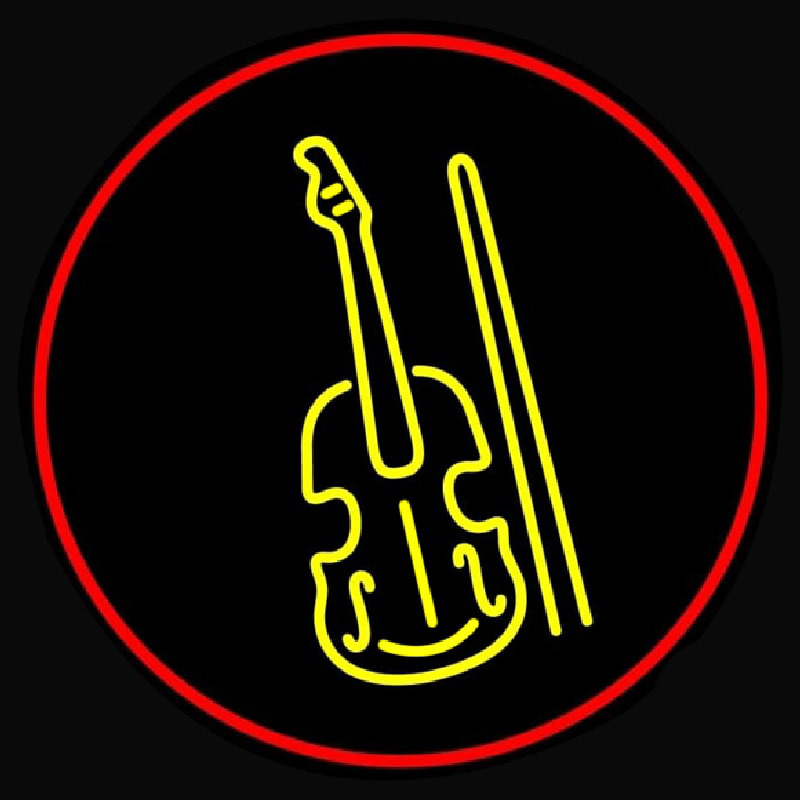 Yellow Violin Logo Red Border Neontábla