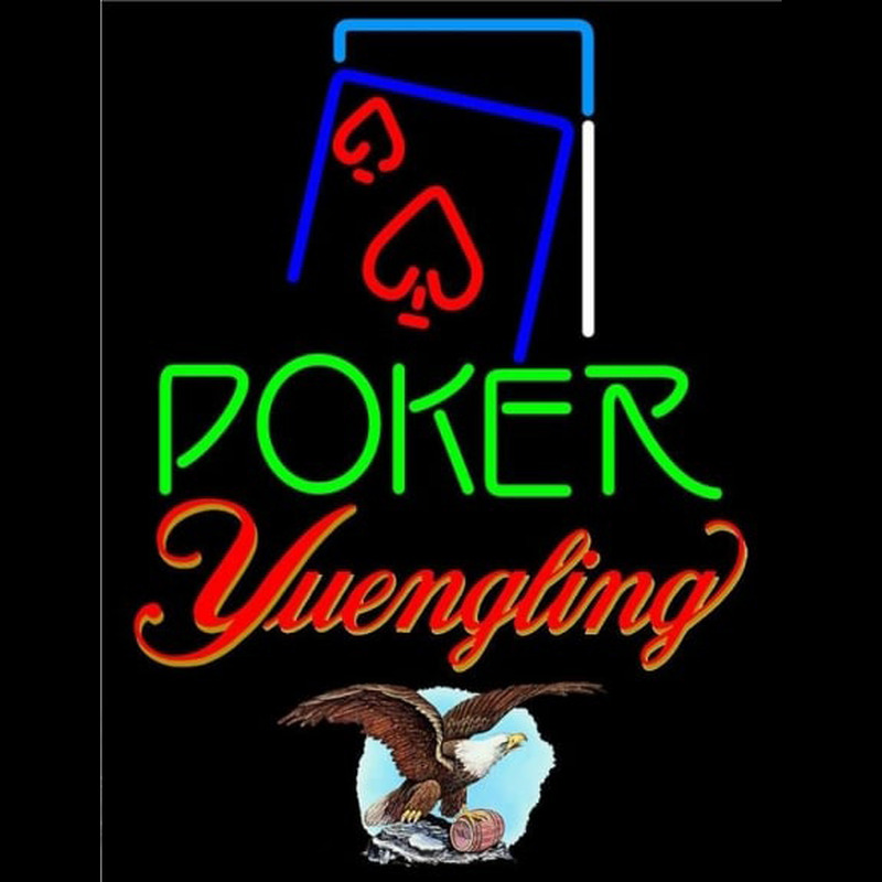 Yuengling Green Poker Red Heart Beer Sign Neontábla