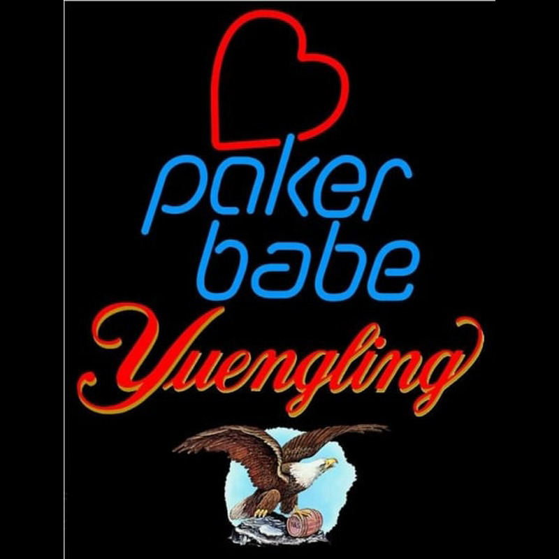 Yuengling Poker Girl Heart Babe Beer Sign Neontábla