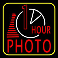 1 Hour Photo With Clock Icon Neontábla