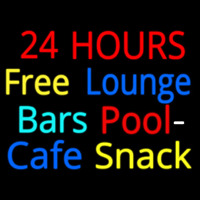 24 Hours Free Lounge Bars Pool Cafe Snack Neontábla
