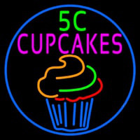 5c Cupcakes In Blue Round Neontábla