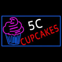 5c Cupcakes Neon With Blue Border Sign Neontábla