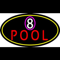 8 Pool Oval With Yellow Border Neontábla