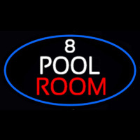 8 Pool Room Oval With Blue Border Neontábla