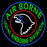 Airborne With Blue Round Neontábla
