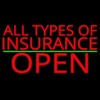 All Types Of Insurance Open Green Line Neontábla