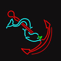Anchor With Fish Logo Neontábla