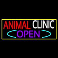Animal Clinic Open With Yellow Border Neontábla