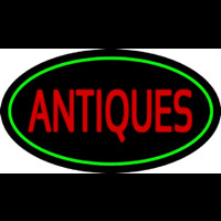 Antiques Green Oval Neontábla