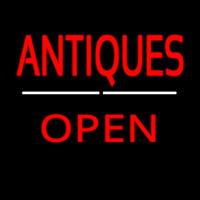 Antiques Open White Line Neontábla