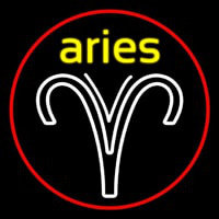 Aries Yellow Zodiac Border Red Neontábla