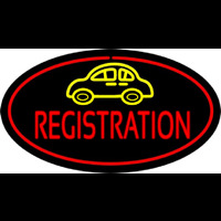 Auto Registration Oval Red Neontábla