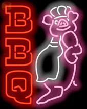 BBQ Pig Chef Neontábla