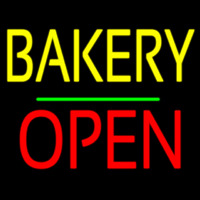 Bakery Block Open Green Line Neontábla