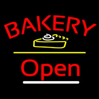 Bakery Logo Open Yellow Line Neontábla