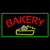 Bakery Logo Rectangle Green Neontábla