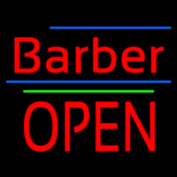 Barber Block Open Green Line Neontábla