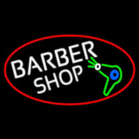Barber Shop And Dryer And Scissor With Red Border Neontábla