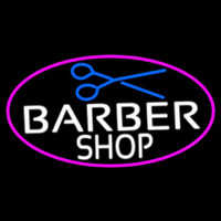 Barber Shop And Scissor With Pink Border Neontábla