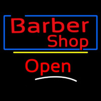 Barber Shop Blue Border Open Neontábla