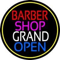 Barber Shop Grand Open With Yellow Border Neontábla