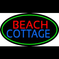 Beach Cottage With Green Border Neontábla