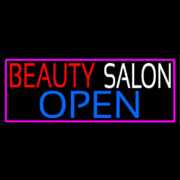 Beauty Salon Open Pink Border Neontábla